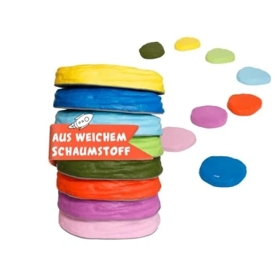 Abbildung von alldoro 60800 Soft Balancier Steine 8 Trittsteine aus flexiblem Schaumstoff für Kinder ab 3 Jahren, je 18 x 15 cm, bunt