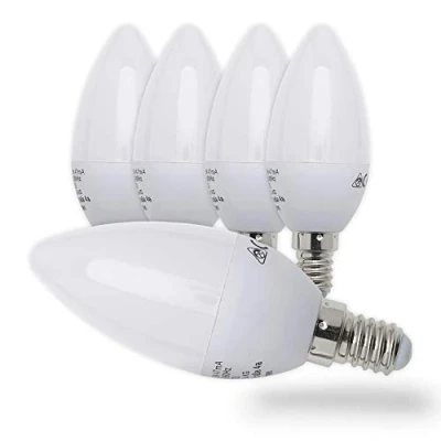 Abbildung von B.K.Licht LED Leuchtmittel 5er Set E14 Lampen 5W 470lm 3.000K 50 LMF 006 05, E14, Warmweiß, Energiesparlampen Kerzenform Farbe: Weiß