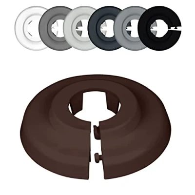 Abbildung von FUX 6 Stück Einzel Rosetten für Heizungsrohre, Abdeckung Heizung 15mm, 18mm, 22mm Polypropylen in Schwarz, Braun &amp; Grau Tönen (22mm, Nussbraun RAL 8011)