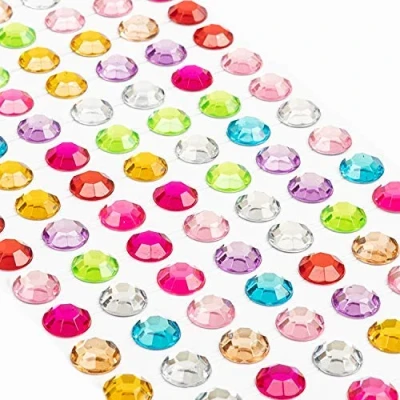 Abbildung von Movoja Bunte Strasssteine runde Glitzersteine 220 Stück 8 mm selbstklebend zum Verzieren und Basteln Schmucksteine aufkleben Steinchen Dekosteine Bastelsteine Bunt