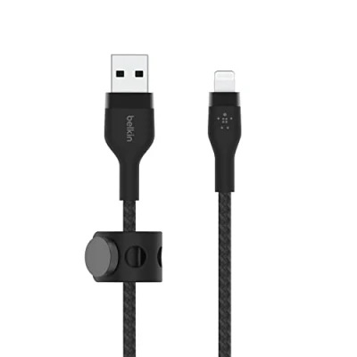 Abbildung von Boost↑Charge USB A naar Lightning kabel braided siliconen 1 Meter von Belkin / Schwarz Stoff