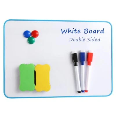 Abbildung von Magnetisches Mini Whiteboard Set Magnetwand kinder im A4 Format (30 x 21 cm) inklusive trocken abwischbaren Stiften, Magnete und Radiergummi. Ideal für Kinder.