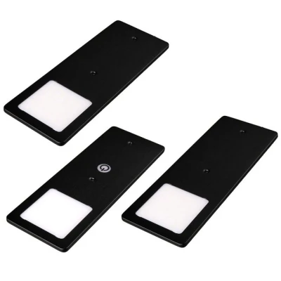 Abbildung von kalb LED Unterbauleuchte schwarz 5W sehr flache Küchenleuchte mit Touch Dimmfunktion, 3er Set warmweiss, warmweiss