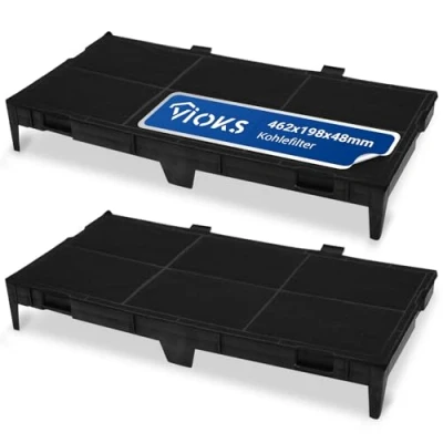 Abbildung von VIOKS SET 2x Aktivkohlefilter für Dunstabzugshaube 462x198x48mm Ersatz Bosch DSZ4561 11025806 11008216 Siеmens LZ45610 Neff Z54TC02X0 Filter Abzugshaube Kohlefilter Dunstabzugshauben