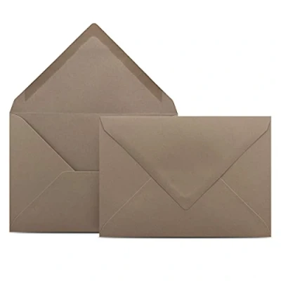Abbildung von 50 Briefumschläge DIN C6 Taupe 11,4 x 16,2 cm Kuverts mit 80 g/m² Nassklebung spitze Klappe Umschläge ohne Fenster Colours 4 you