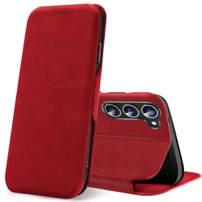 Abbildung von Verco Handyhülle für Samsung Galaxy S24, Premium Handy Flip Cover S24 Hülle [integr. Magnet] Book Case Tasche, Rot