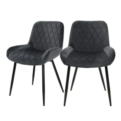 Abbildung von ML DESIGN Stuhl Esszimmerstuhl mit Rücken und Armlehnen, Metallbeine Küchenstuhl (Komplett Set, 2 St), Wohnzimmerstuhl Anthrazit, Samt Sitzfläche Polsterstuhl Esstischstuhl