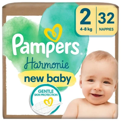 Abbildung von Pampers Harmonie Baby Windeln, Größe 2, 4kg 8kg, 32 Stück.