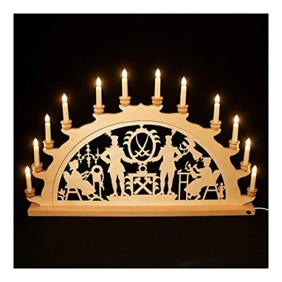Abbildung von Holz Schwibbogen Lichterbogen aus dem Erzgebirge (Bergmann, 70 cm)