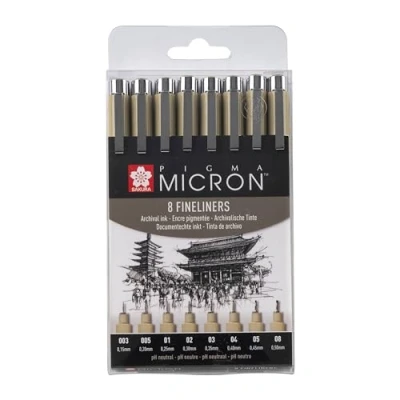 Abbildung von SAKURA : Pigma: Mikron Stift: Brieftasche: 8 Stück: Schwarz
