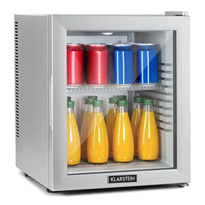 Abbildung von Klarstein Table Top Kühlschrank HEA Brooklyn 36Slb 10035226A, 47 cm hoch, 38 breit, Hausbar Minikühlschrank ohne Gefrierfach Getränkekühlschrank Glastür