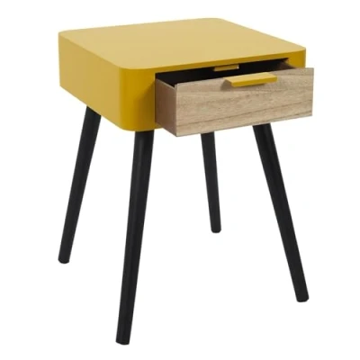 Abbildung von HOME DECO FACTORY 48 x 40 35 cm CMP Paris Nachttisch, zweifarbig Gelb, Beige, Holzwerkstoff, Mehrfarbig
