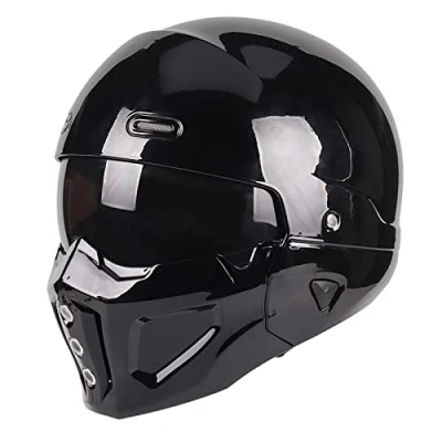 Abbildung von Woljay Offener Helm Integralhelm Motorradhelm Modulare Helme für Unisex Adult Straße Fahrrad Kreuzer Roller DOT ECE genehmigt (XX Large,Glänzend Schwarz)