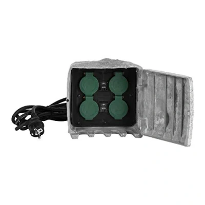 Abbildung von Grafner Gartensteckdose Außensteckdose Steinoptik Sensor 4 fach Outdoor, Stck, 2 St., 1, Dämmerungssensor, in