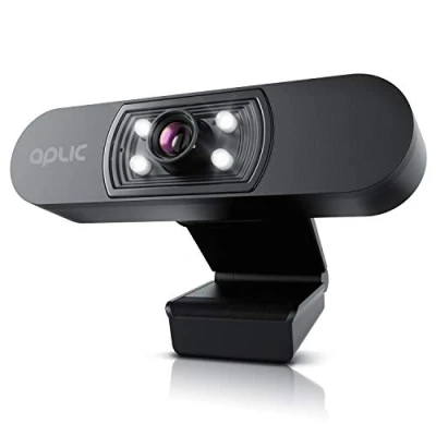 Abbildung von CSL Full HD Webcam mit Mikrofon 1080p 1920x1080P 4 Hilfslichter/Szenelicht 5P Linse automatischer Weißabgleich für PC MAC schwarz