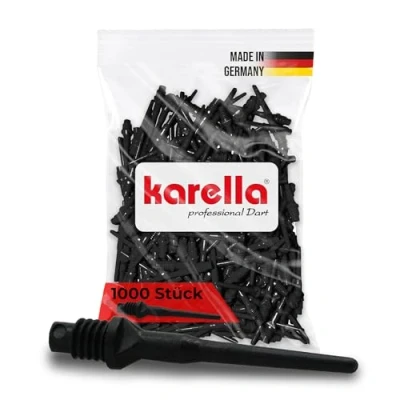 Abbildung von Karella Profi Dartspitzen Keypoint Special, Made in Germany, 1000 Stück, 2BA Gewinde, extrem formstabile Softdart „Ersatzspitzen“ aus Spezialkunststoff, Soft Tips, schwarz, rot, blau, weiß