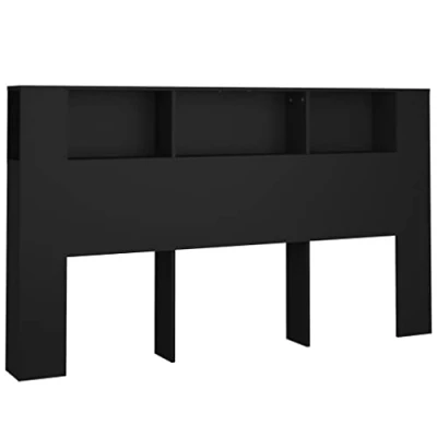 Abbildung von vidaXL Bett Kopfteil mit Ablagen Regal Wand Bücherregal Betthaupt Bettkopfteil Schlafzimmer Schwarz 180x18,5x104,5cm