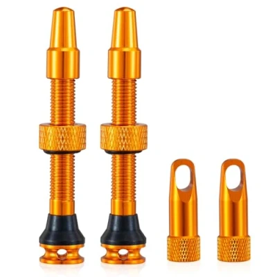 Abbildung von HZJD 2 Stück Presta Tubeless Ventile, Orange, Vorbau, Integriertes Kernentfernungswerkzeug(44 mm)