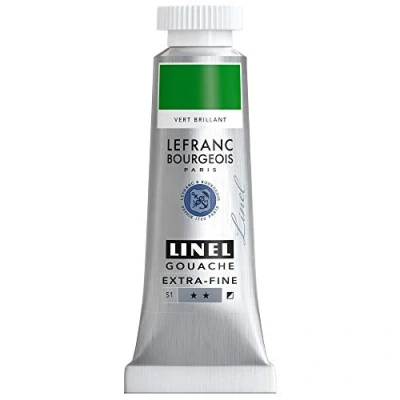 Abbildung von Lefranc &amp; Bourgeois 301204 Linel Gouache extrafeine und geschmeidige Wasserfarben mit maximaler Farbintensität, Leuchtkraft für streifenfreien Auftrag, 14ml Tube Brillantgrün