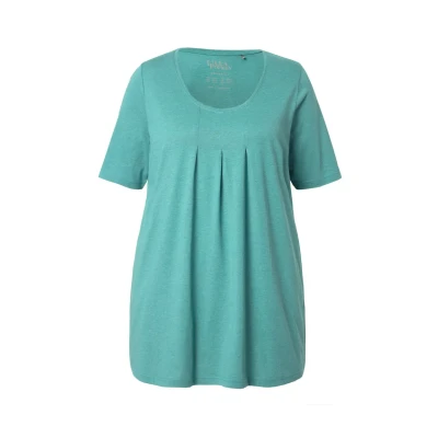 Abbildung von Ulla Popken Damen große Größen Übergrößen Plus Size T Shirt, Zierfalten, A Linie, Rundhals, Halbarm, Modal