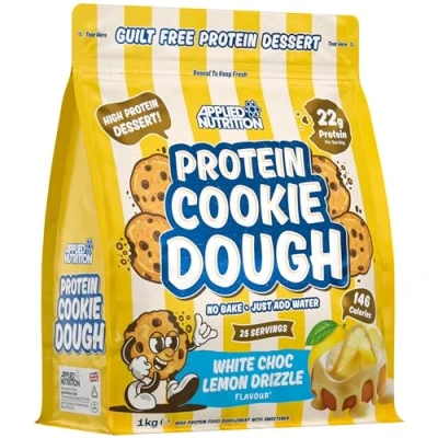 Abbildung von Applied Nutrition Protein Cookie Dough Hochwertiger Proteinsnack, Über 22 g pro Portion, Verzehrfertig Kalorienarm, Gesundes Naschen (1kg, White Choco Lemon Drizzle)