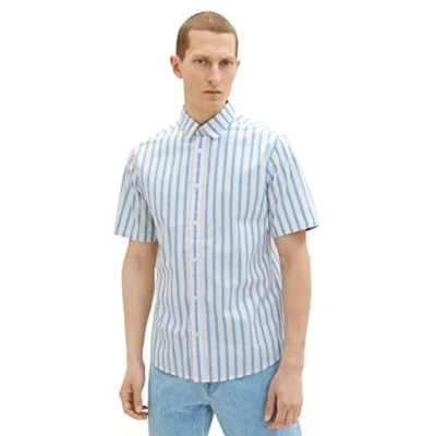 Abbildung von TOM TAILOR Herren 1037282 Hemd, 31789 Blue Off White Stripe, XXL