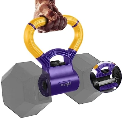 Abbildung von Yes4All N90Y Kettlebell Griff, Gelb/Lila, Hantel Konverter