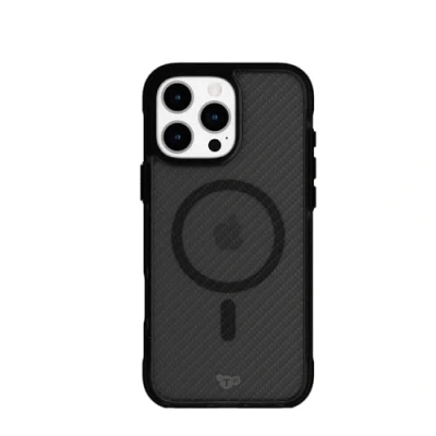 Abbildung von tech21 EvoArmor für iPhone 16 Pro Max kompatibel mit MagSafe Aufprallschutz Hülle 21x Militärstandard getestet in Schwarz
