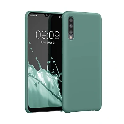 Abbildung von kwmobile Hülle kompatibel mit Samsung Galaxy A50 Silikon Handy Case Handyhülle weiche Oberfläche kabelloses Laden Arctic Night