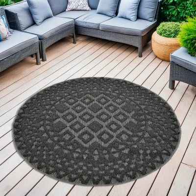Abbildung von andas Teppich &quot;Juliane Outdoor&quot;, rund, Hoch Tief Struktur, Boho, Outdoor geeignet