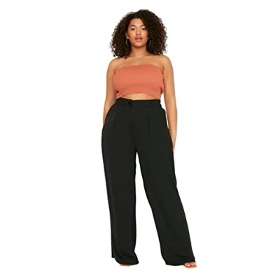 Abbildung von Trendyol Damen Damenhose, weites Bein, Übergröße Hose, burgunderfarben, 42 Plus