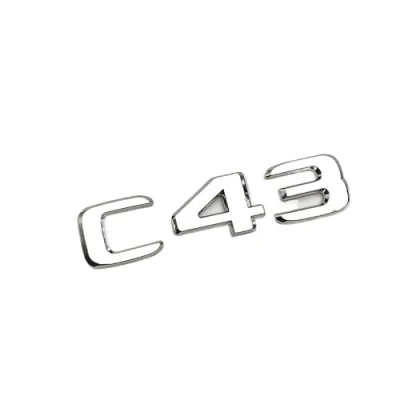 Abbildung von ABS Chrom Schwarz C 43 Logo C43 Emblem Buchstaben Kofferraum Abzeichen Aufkleber kompatibel mit Mercedes Benz AMG W204 W205 Zubehör (Color : Chrome)