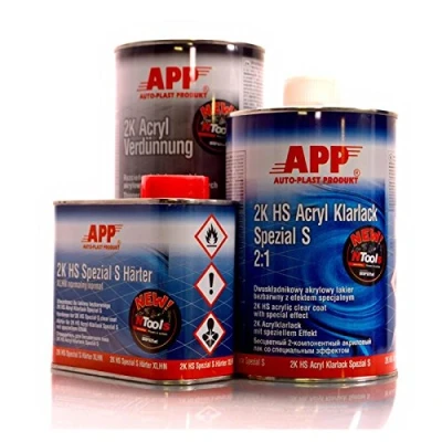 Abbildung von APP 2K HS Klarlack SpezialS (kratzfest) 1 Liter + 0,5 Härter kurz 1L Verdünnung 020109KV