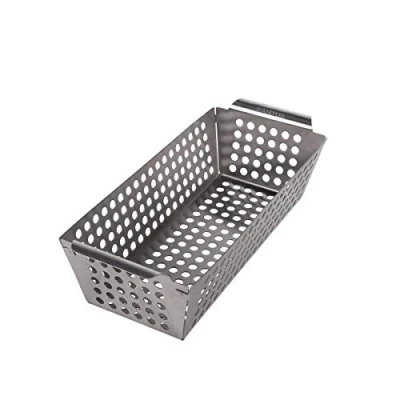 Abbildung von SANTOS Grillkorb/Gemüsekorb Edelstahl 31,5x13,5cm Grillwok für Käse, Gemüse, Fleisch &amp; Co. Grillkorb Vegetarisch Vegan Grillen