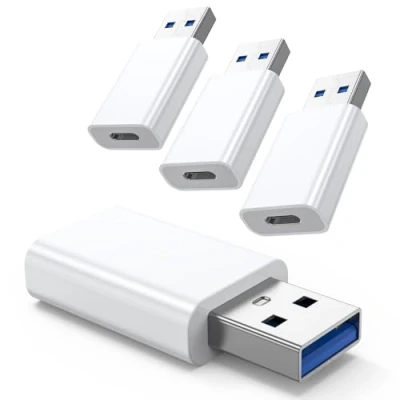 Abbildung von MOSWAG USB A auf C Adapter Doppelseitige 5Gbps, 3.0 Mann Buchse Schnellladung Kompatibel mit PC, Laptop, iPhone Plus Pro Max, Auto Ladegerät (4Pack)
