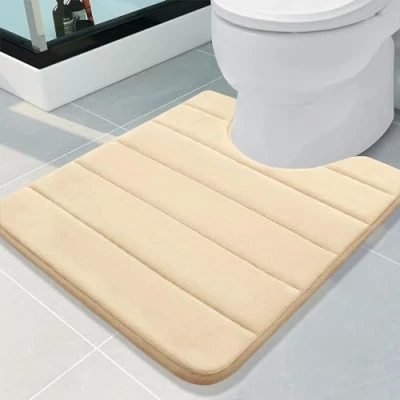 Abbildung von Homaxy Memory Foam Badvorleger rutschfeste Rückseite Weich Wasserabsorbierend für WC und Badezimmer Beige 50 x 60 cm