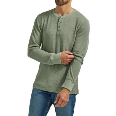 Abbildung von Wrangler Authentics Herren Langarm Waffel Henley, sea spray, L