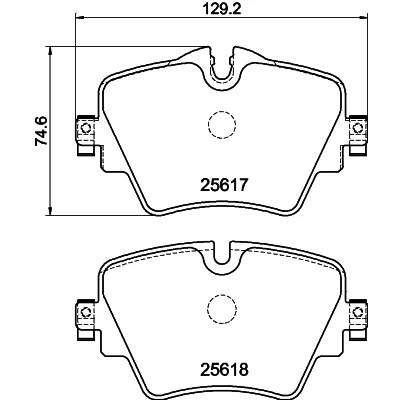 Abbildung von HELLA 8DB 355 023 131 Bremsbelagsatz für Verschleißwarnanzeiger vorbereitet mit Bremssattelschrauben BMW: X1, 3 Limousine, X3, MINI: Schrägheck
