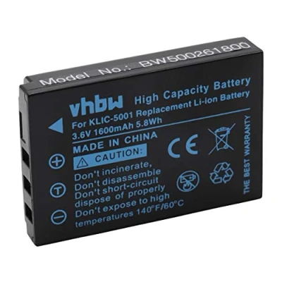 Abbildung von vhbw Akku Ersatz für Kodak Klic 5001 Kamera (1600 mAh, 3,6 V, Li Ion)