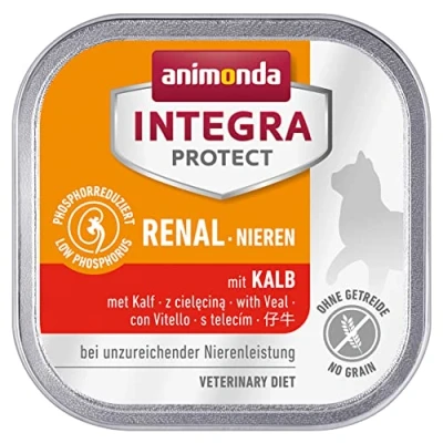 Abbildung von animonda INTEGRA PROTECT Katzenfutter nass Renal (Nieren) Kalb (16 x 100g), vom Tierarzt empfohlen bei Niereninsuffizienz, mit Veterinären entwickeltes Diätalleinfutter für erwachsene Katzen