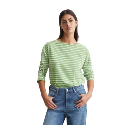 Abbildung von Marc O&#039;Polo Denim BOAT NECK Relaxed Langarmshirt, Damen, Größe: Large, Medium green