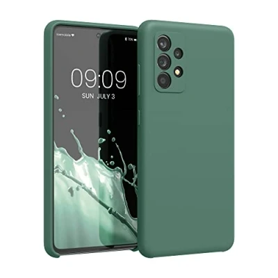 Abbildung von kwmobile Hülle kompatibel mit Samsung Galaxy A52 / 5G A52s Silikon Handy Case Handyhülle weiche Oberfläche kabelloses Laden Tannengrün