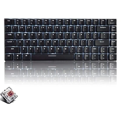 Abbildung von CROSS ZEBRA Mechanische Tastatur, 82 Tasten Anti Ghosting Kompakte Ergonomische USB Kabelgebundene Computer Gaming Weiß Hintergrundbeleuchtung, Schnell Ansprechbar Brauner Schalter, Schwarz