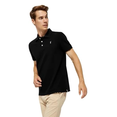 Abbildung von Polo Club Poloshirt für Herren Baumwolle Langarm Schwarz Regular Fit Kurzarm Basic Polohemd Männer Golf Shirt