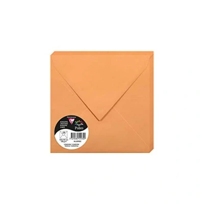 Abbildung von Clairefontaine 5593C Packung mit 20 Umschläge Pollen, viereckig 16,5x16,5cm, 120g, Clementine, ideal für Ihre Einladungen und Korrespondenz, 1 Pack