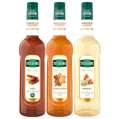 Abbildung von Mathieu Teisseire Sirup Weihnachtszauber Set (3 x 700ml Flaschen: Zimt, Lebkuchen &amp; Mandel)