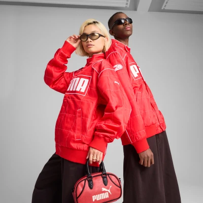 Abbildung von Puma Archive Seasonal Relaxed Racer Jacket Unisex Bomberjacke, Größe: Large, For all time red
