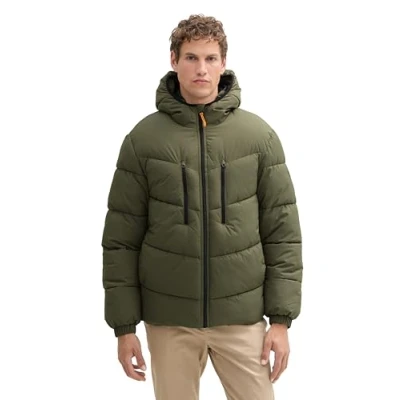 Abbildung von TOM Tailor Denim Wasserabweisende Puffer Winterjacke, Herren, Größe: Large, Urban olive green