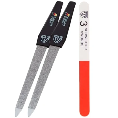 Abbildung von Drei SCHWERTER Saphir Nagelfeilen Set 2+1 Hochwertiges Nagelset für Maniküre und Pediküre, Made in Germany Inhalt: 2x Nagelfeile 1x Weg Nagelpolierer