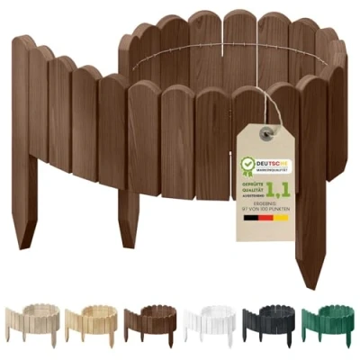 Abbildung von Floranica Beetbegrenzung Rollborder Flexibler Holzzaun aus Kiefernholz, 100 x 10 cm Braun Beeteinfassung